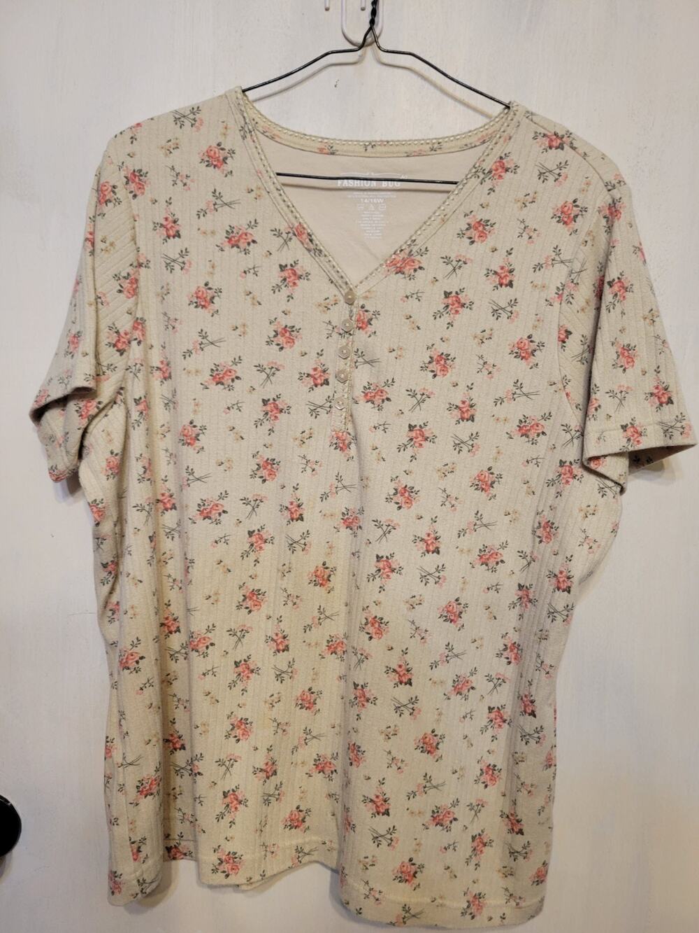 Ladies Fashion Bug 14 16 W Retro Y2K Floral Top Blouse